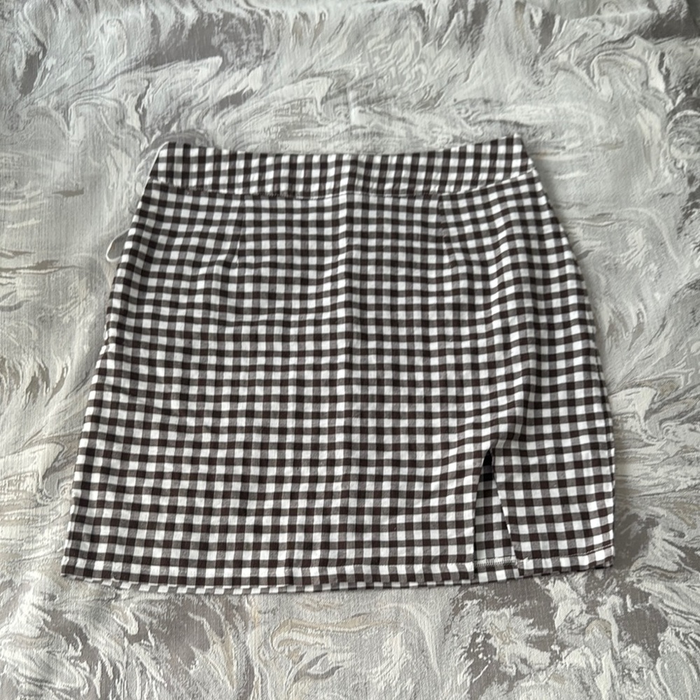 SHEIN Black and White Mini Pencil Skirt with Slit